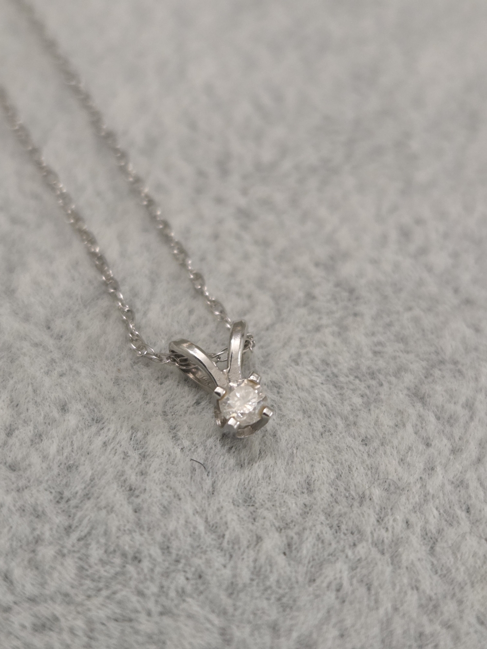 10K White Gold Genuine Diamond Pendant Necklace Fine Chain Dainty Cute Classic